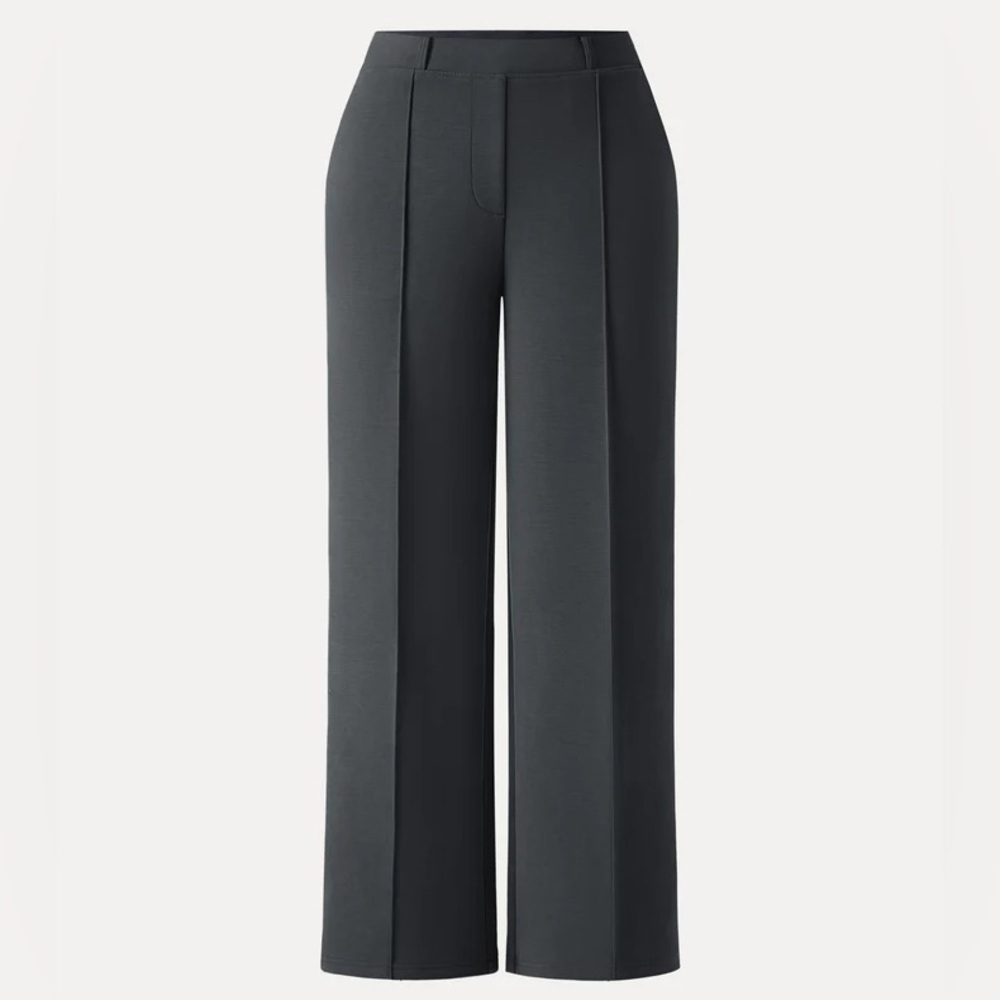 OGL Wrinkle-Resistant Mid Rise Straight Leg Pants Charcoal L NWT